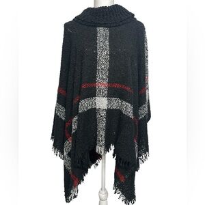 TREADZ AUSTRALIA / Black White Red Plaid Sweater Poncho / One Size / Goth Emo